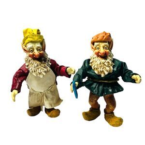 Vintage Clothtique Elf Santas Helpers Paper Mache Figurines Lot 2 Christmas 1988